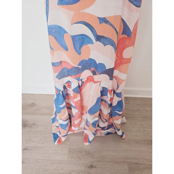 Maeve Anthropologie NWT Flounced Halter Chiffon Blue Pink Maxi Dress S Small - Picture 9 of 13
